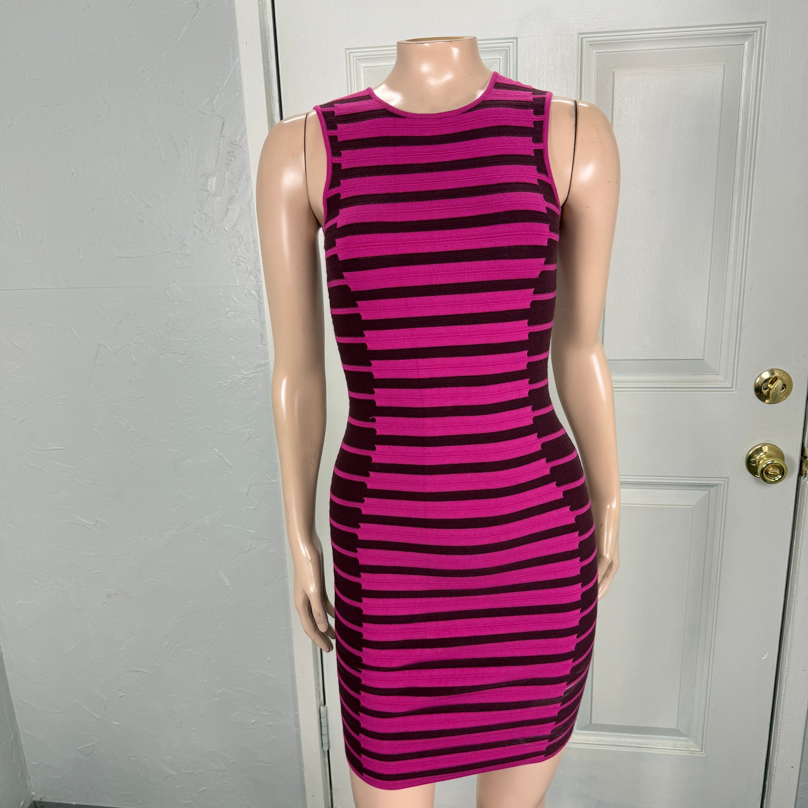 New Opening Ceremony Women's Sleeveless Dress Xs Graphic Knit Stripe Aa26